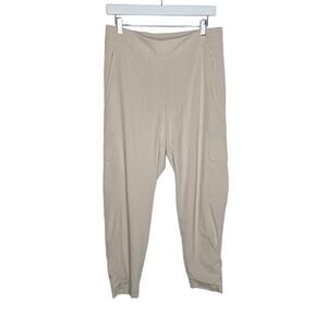 Athleta Womens Size 12 Chelsea Cargo Lined Pants‎ Taupe Tan Pull On Zip Pockets